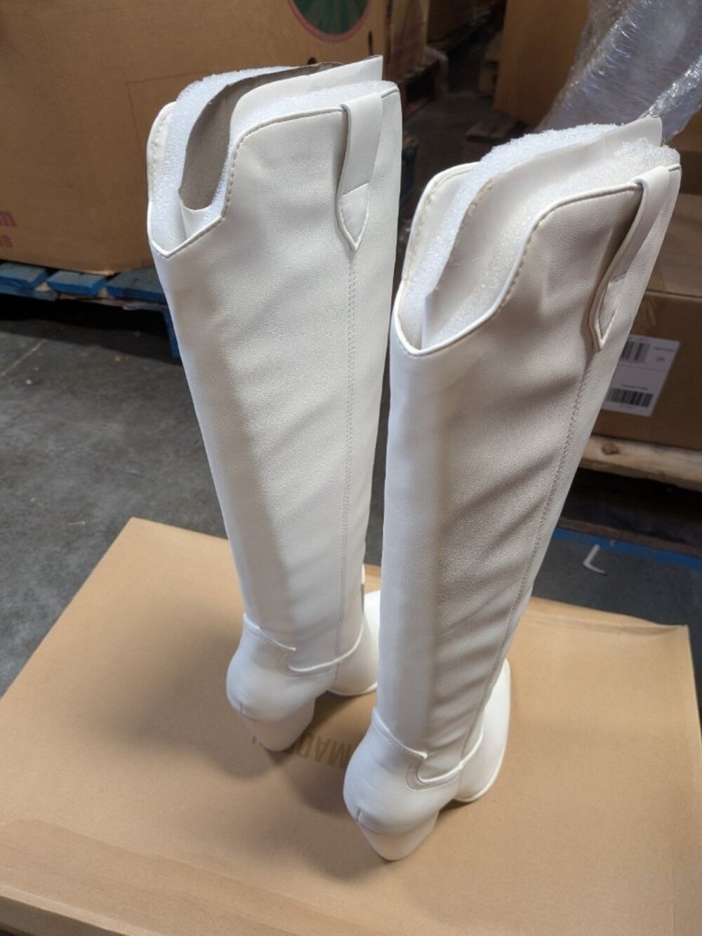 Steve Madden Womens Tessy Leather Cowboy, Western Boots White 5.5 - Picture 3 of 7
